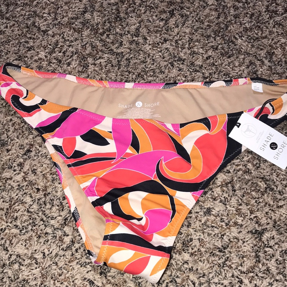 Shade & Shore Pink Orange Black Swirl Bikini Bottom